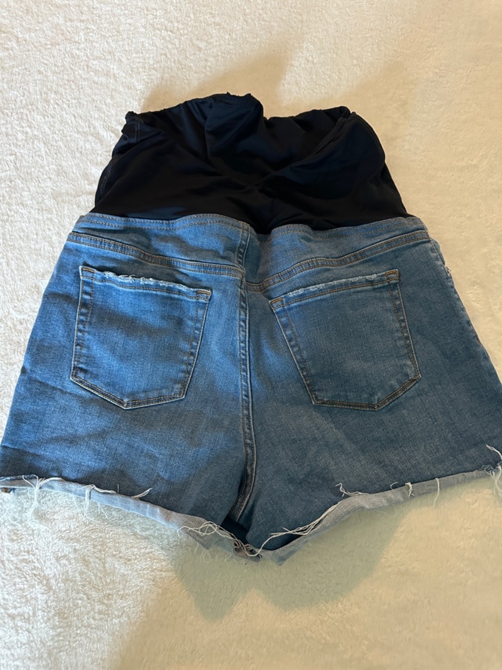 Isabel Maternity Midi Shorts with Black Stretch Waistband